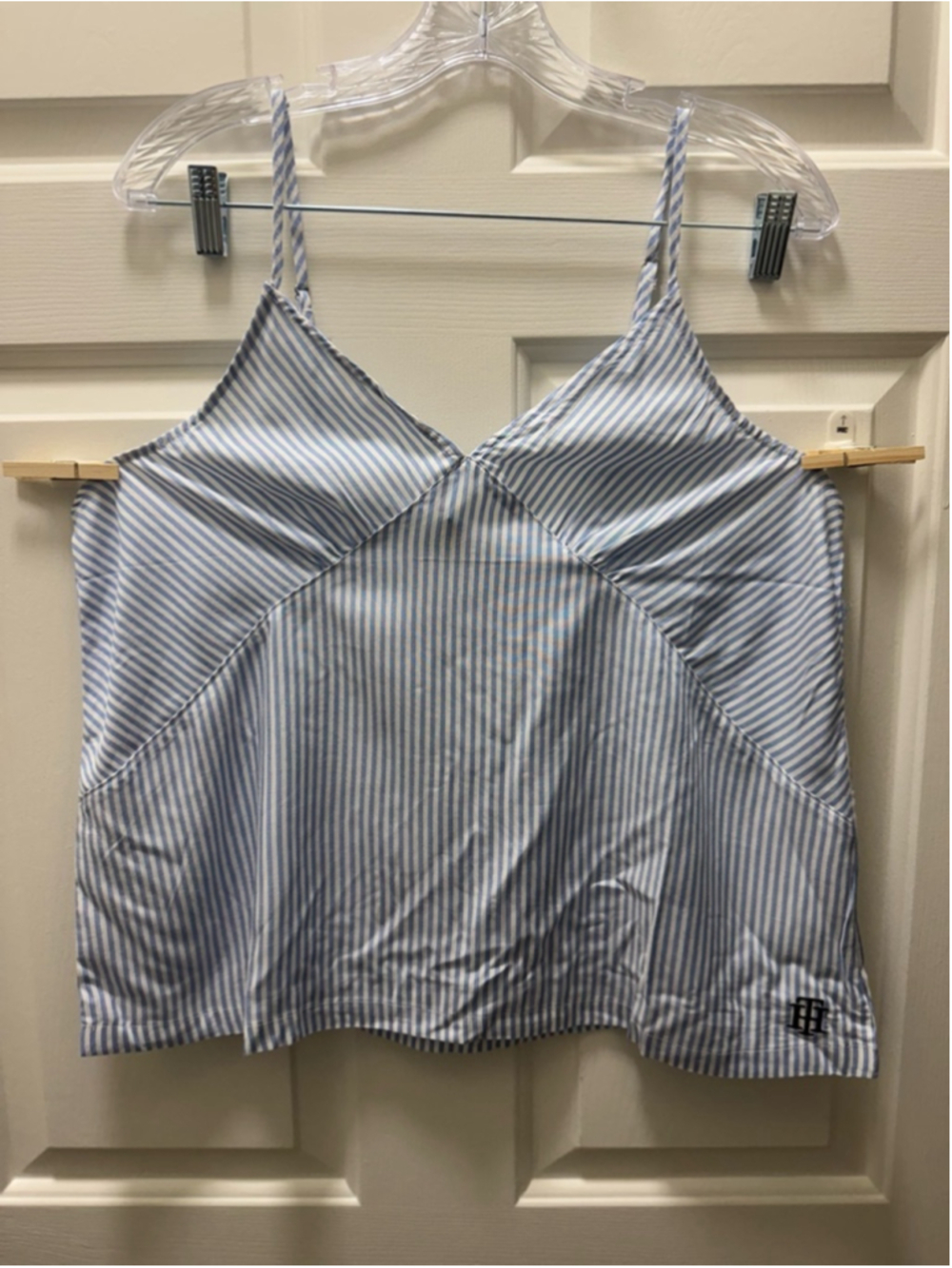Women's Tommy Hilfiger Cami & Shorts Set XL Blue Striped Pajama Sleepwear - Picture 2 of 7